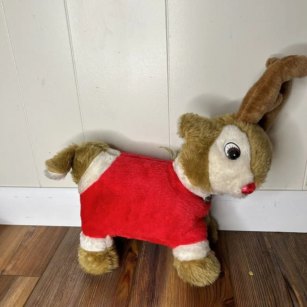 Vintage Christmas Rudolph the Red Nose Reindeer Emson Lights Up Reindeer Plush